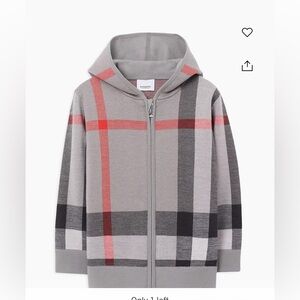 NWT - Burberry Check Knit Zip-Up Hoodie